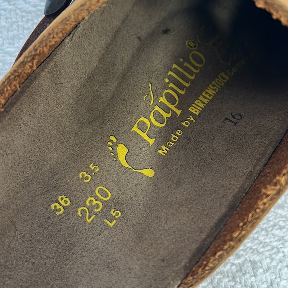 PAPILLIO Birkenstock two tone clogs with adjustable buckle, Size 36, Cognac EUC - Picture 7 of 16